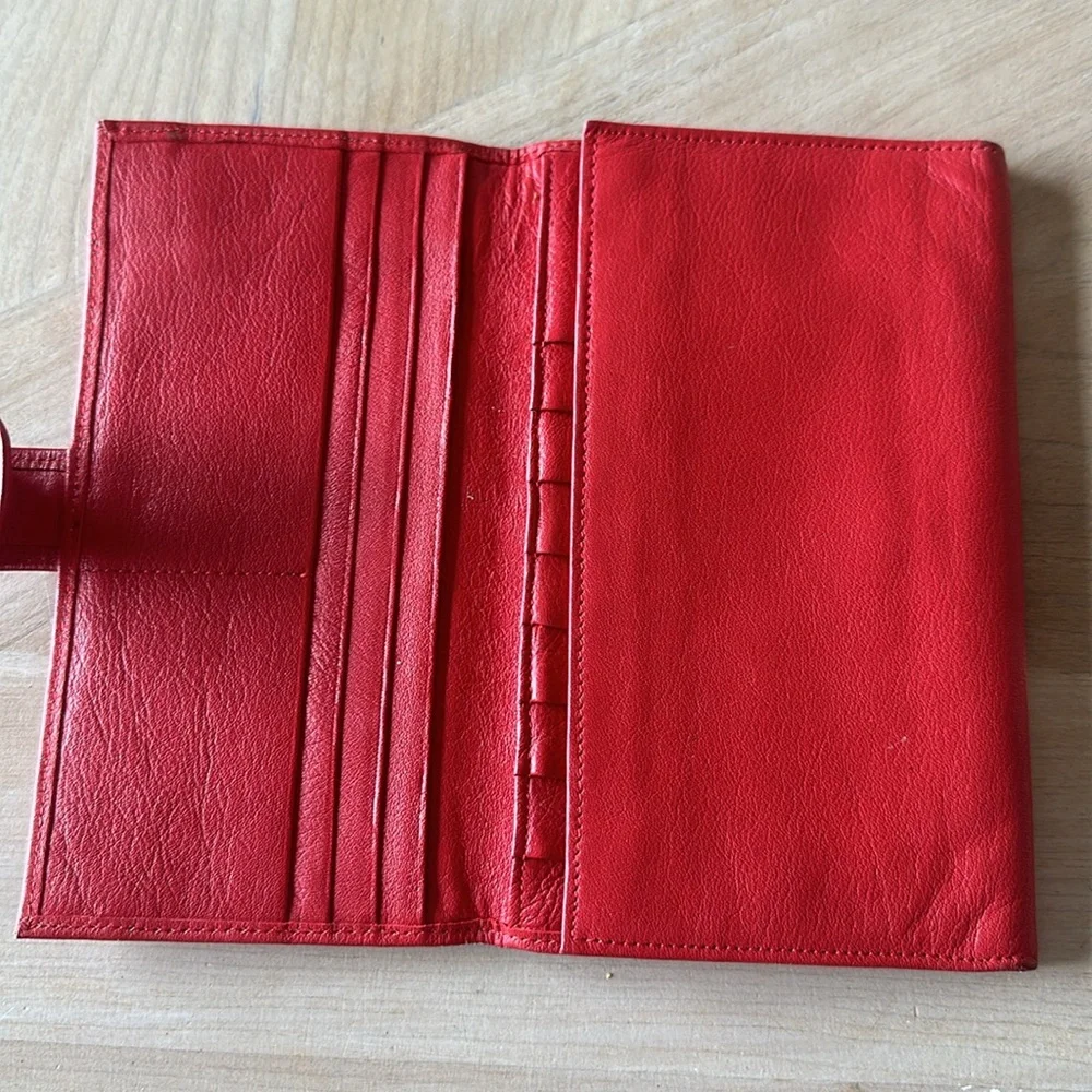 Vintage Mundi red Nappa cowhide leather wallet